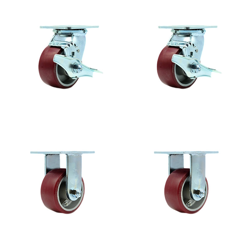 4 Piece Poly on Aluminum Caster Set