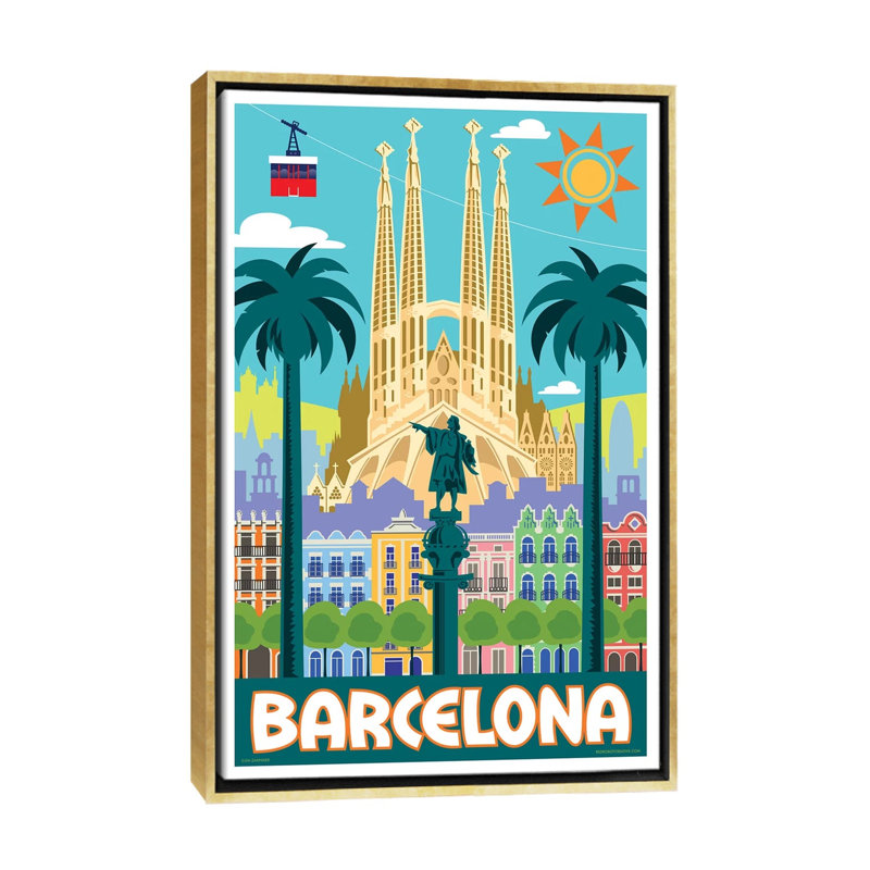 Affiche de voyage Barcelona par Jim Zahniser-impression d’art graphique, Pas de tapis, H 60 po x l 40po x P 1,5 po