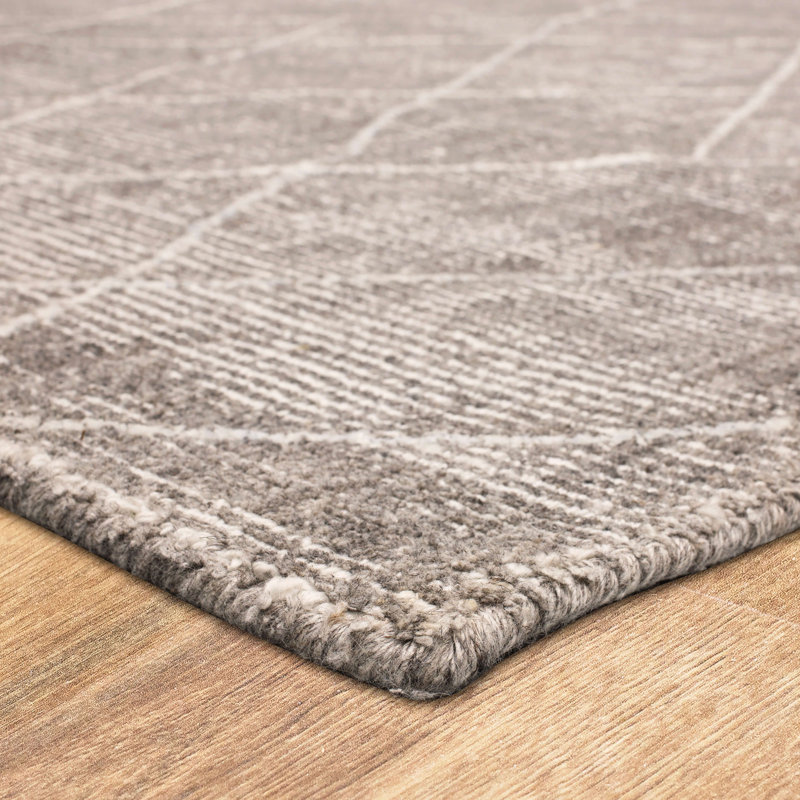 Taupe Abstract Handmade Wool and Viscose 4' x 6' Area Rug