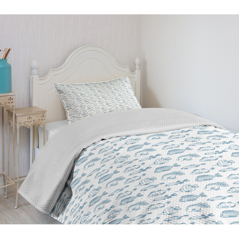 Twin White Quilted Bedspread Set with Pillow Sham