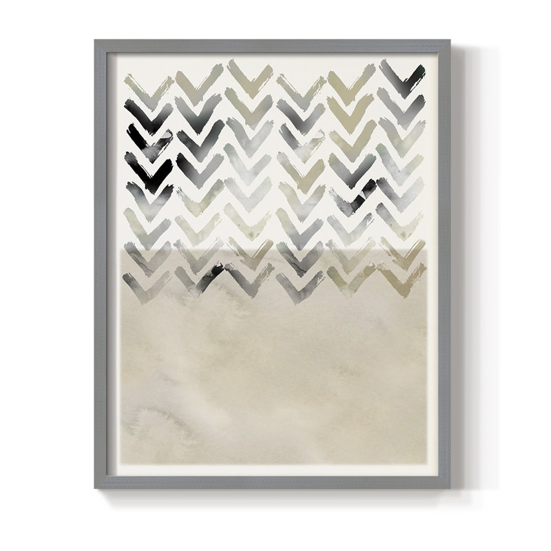 «Neutral Chevron», reproduction encadrée - bois massif, H 10 po x l 8 po, Gris