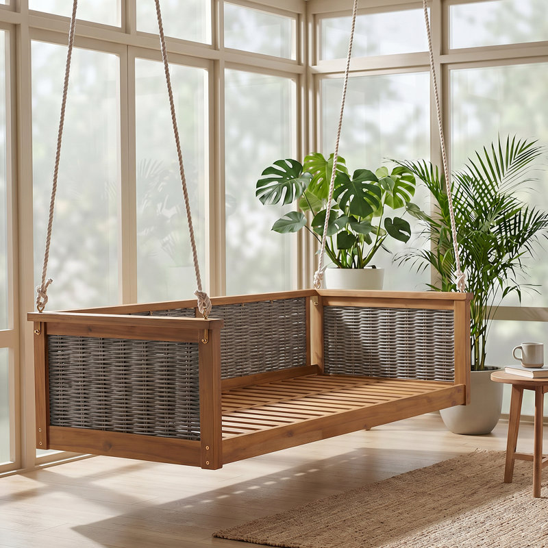 Lit à balançoire simple en bois massif pour l'extérieur TopMAX, Teak