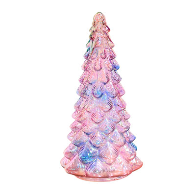 Arbre de Noël en verre coloré - Décoration de Noël de table avec minuterie pour la présentation de Noël