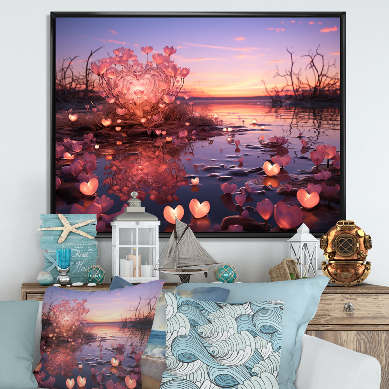 «Dreamy Sky Horizon», art mural plage, Cadre flottant brun, H 24 po x l 32 po x P 1 po