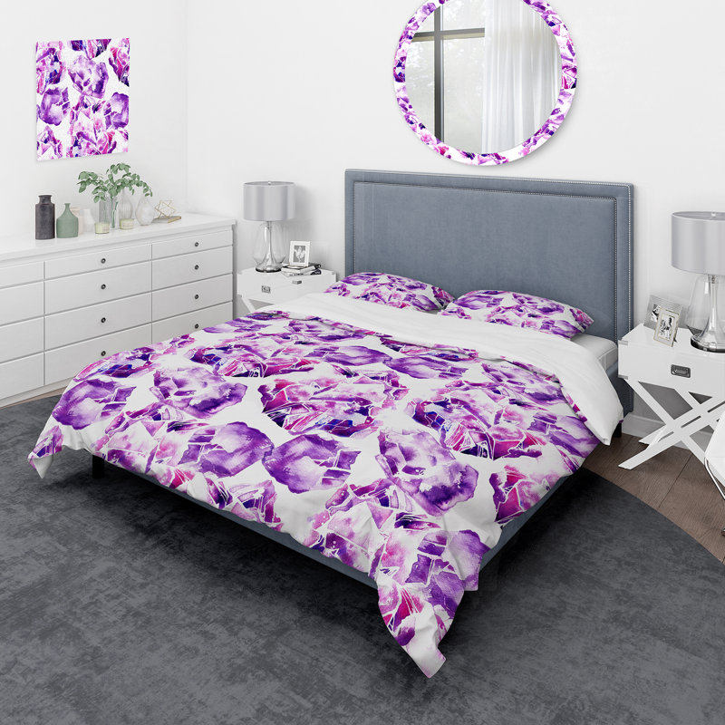 Ensemble de housse de couette moderne en polyester microfibre Rerry Magic Purple Crystals II