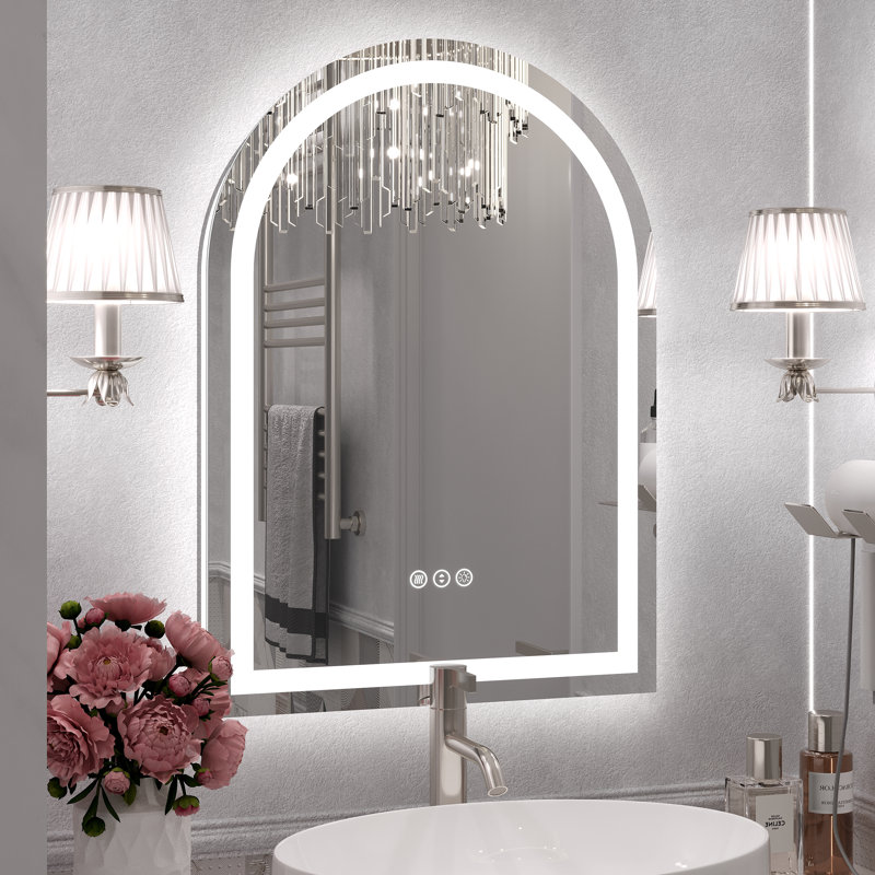 Molly Arched LED Front Light and Backlit Anti-Fog Wall Bathroom/ Vanity Mirror, 28" x 20"