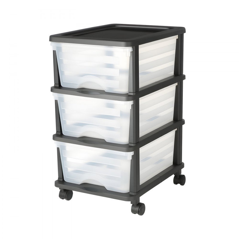Plastic Storage Drawers Cart Rolling Storage Organizer w/ Wheels, 3