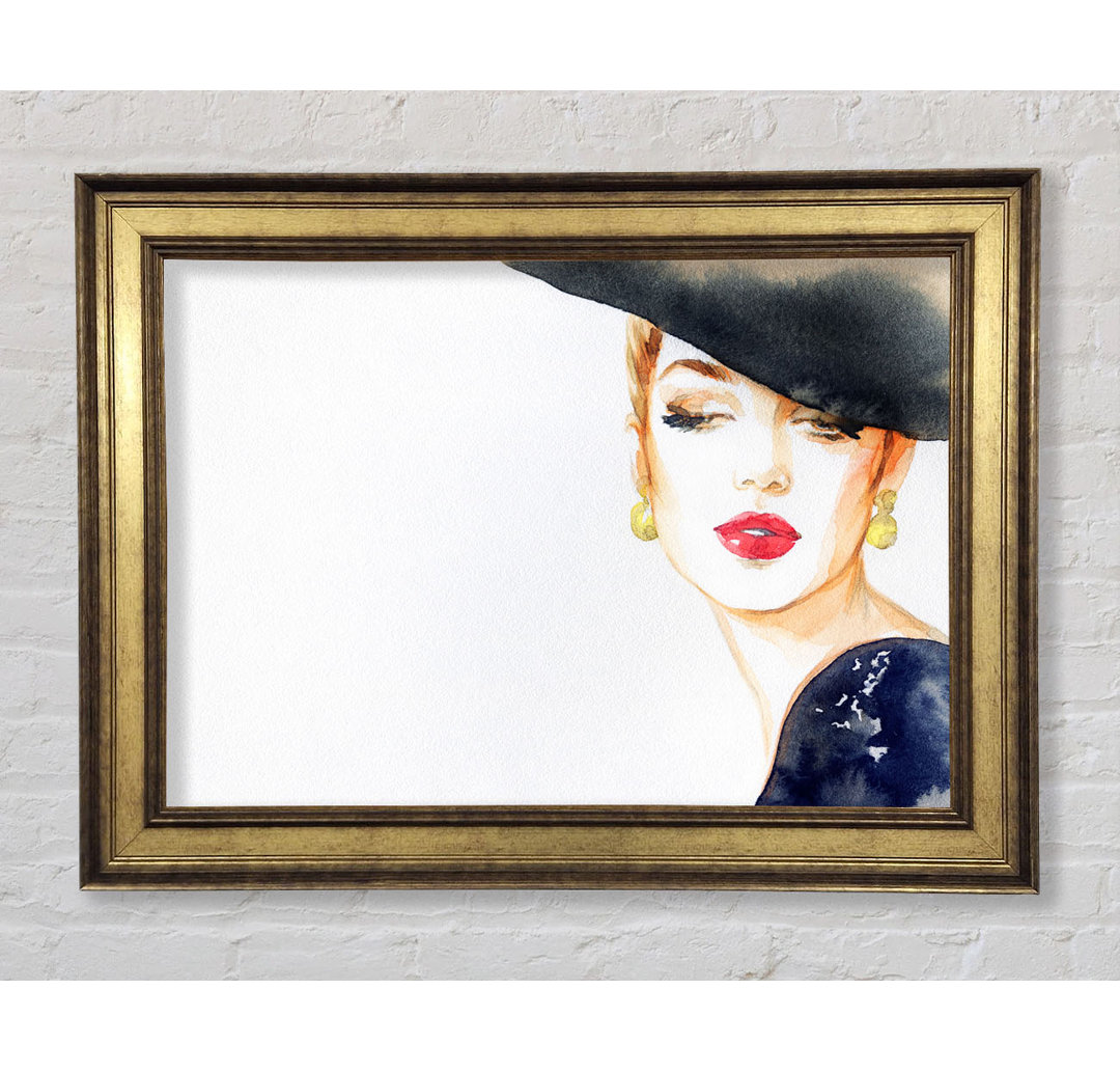 Woman In A Hat Beauty - Einzelner Bilderrahmen Kunstdrucke