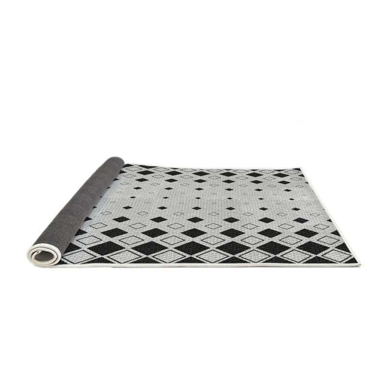 Tapis gris/zone noire à motifs, Rond 8 pi