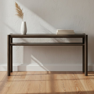 Mid-Century Modern Solid Wood and Mango Veneer Console Table, 63" - Mocha