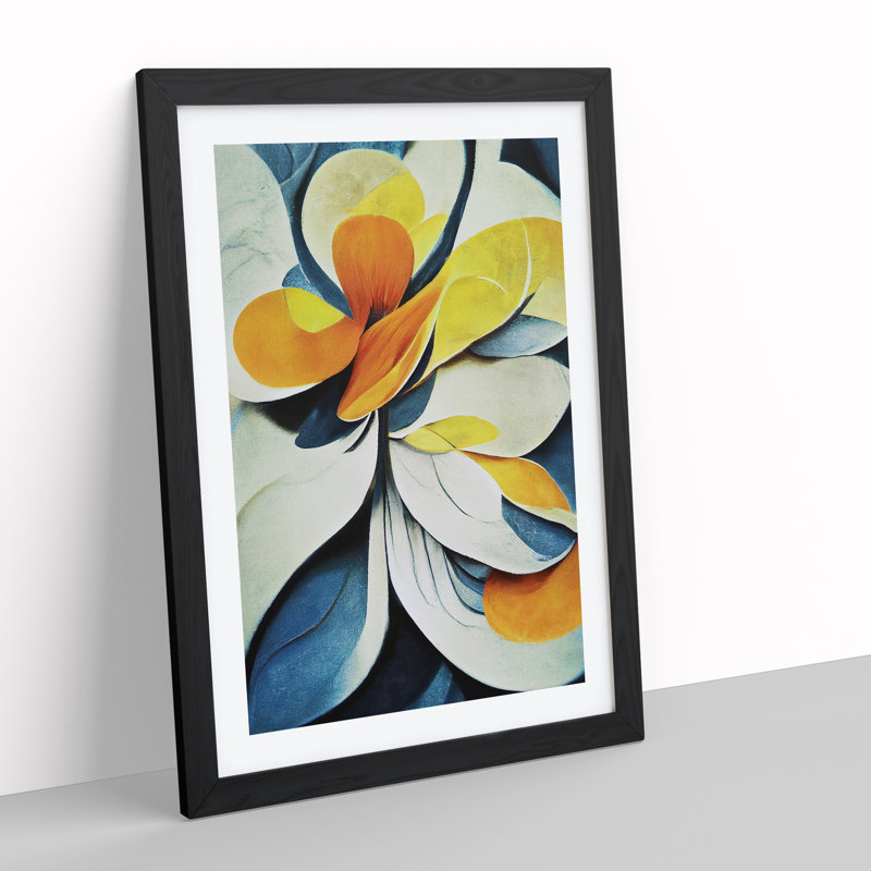 Amazing Abstract Flowers No.5 - Single Picture Frame Painting, 64cm H x 46cm W x 2cm D, Black 