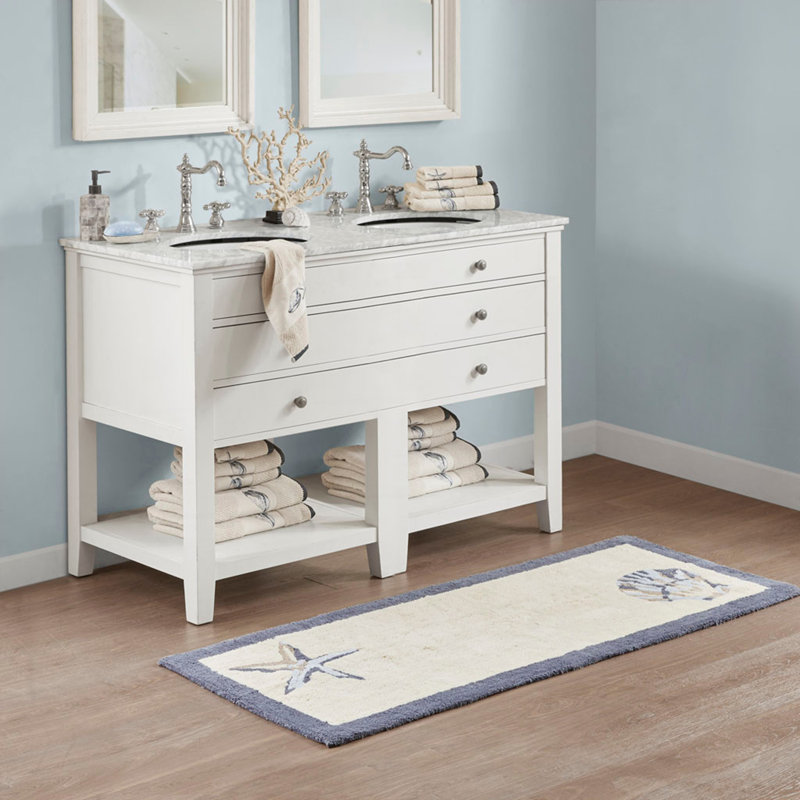 Tapis de bain réversible touffeté à poils longs (un seul tapis)