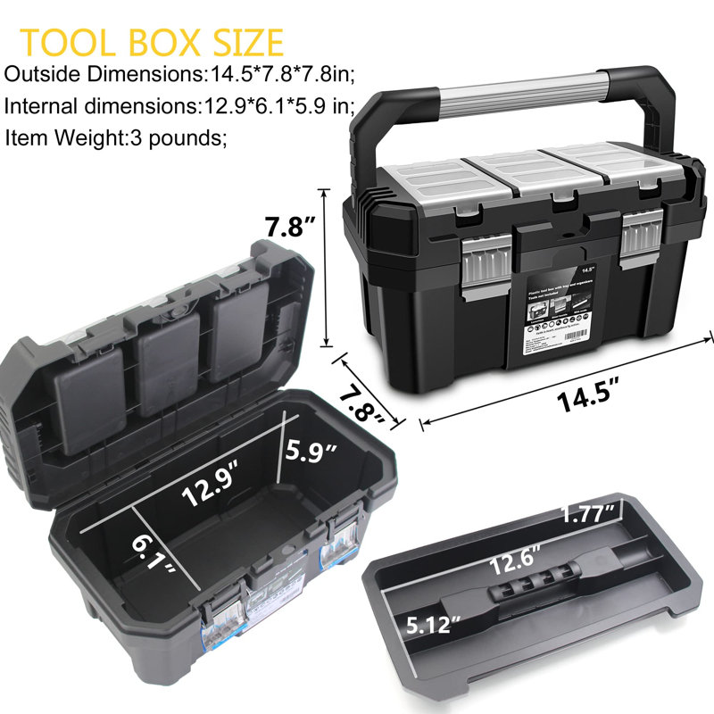 14" Tool Box with Removable Tray