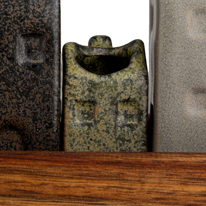 Bohemian House-Shaped Stoneware Vase Set
