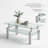 Contemporary Rectangular Glass Coffee Table with Iron Frame with Double Layer Storage Space-1228943959