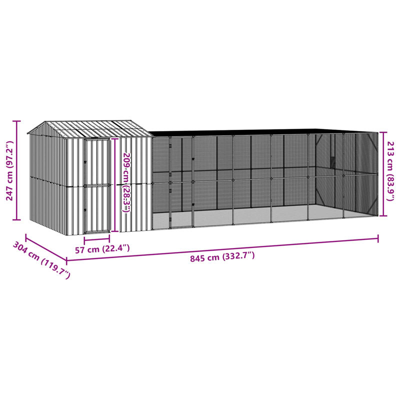 247cm Galvanised Steel Floor Bird Cage