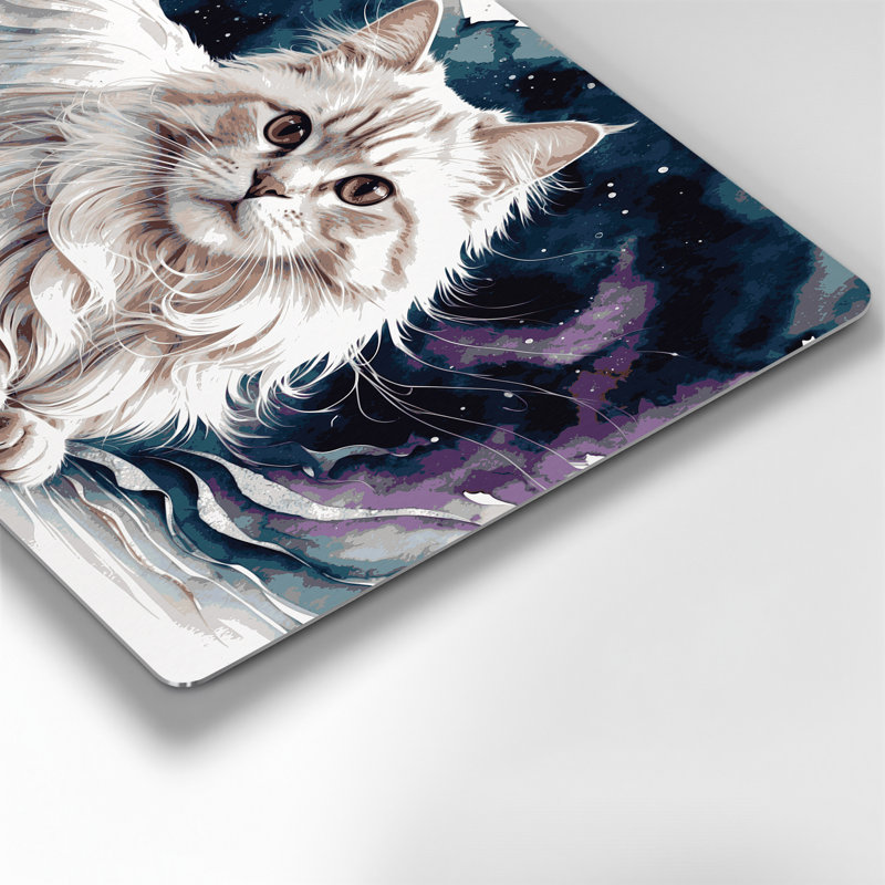 Chats, art mural gris de Mandchourie en métal, H 240 po x l 360 po x P 0,05 po