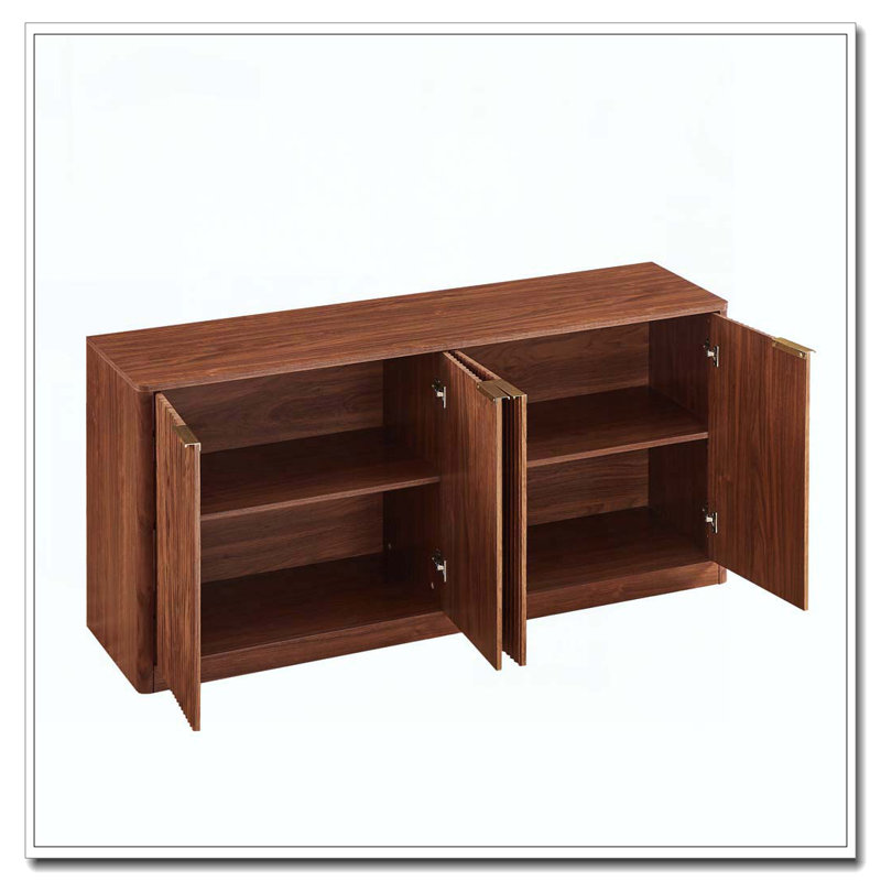 Armoire de rangement ondulée à 4 portes, Noyer