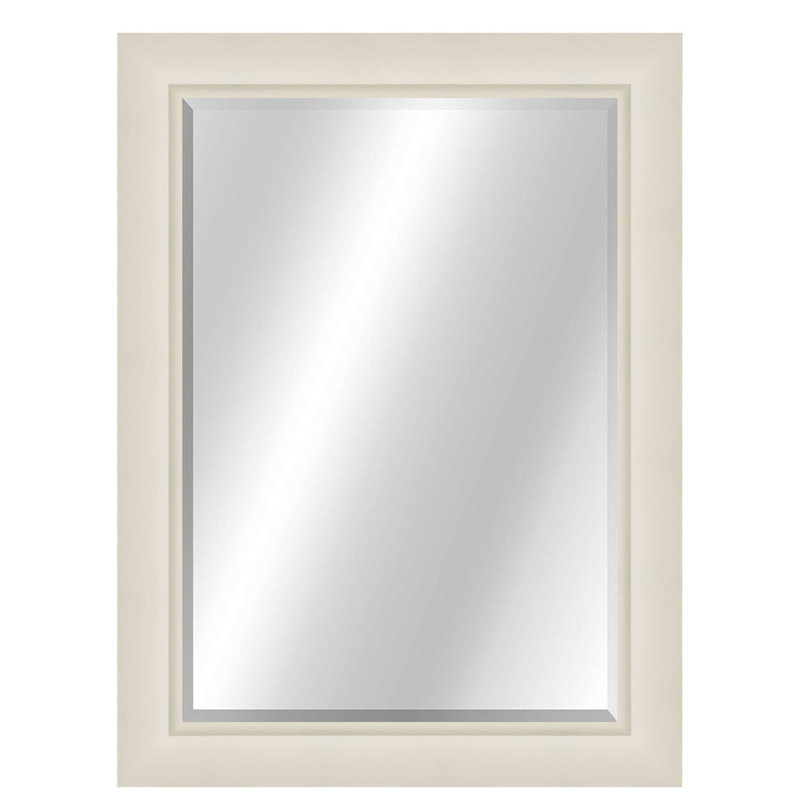 Miroir décoratif en biseau moderne, 35 po x 29 po, Blanc mat