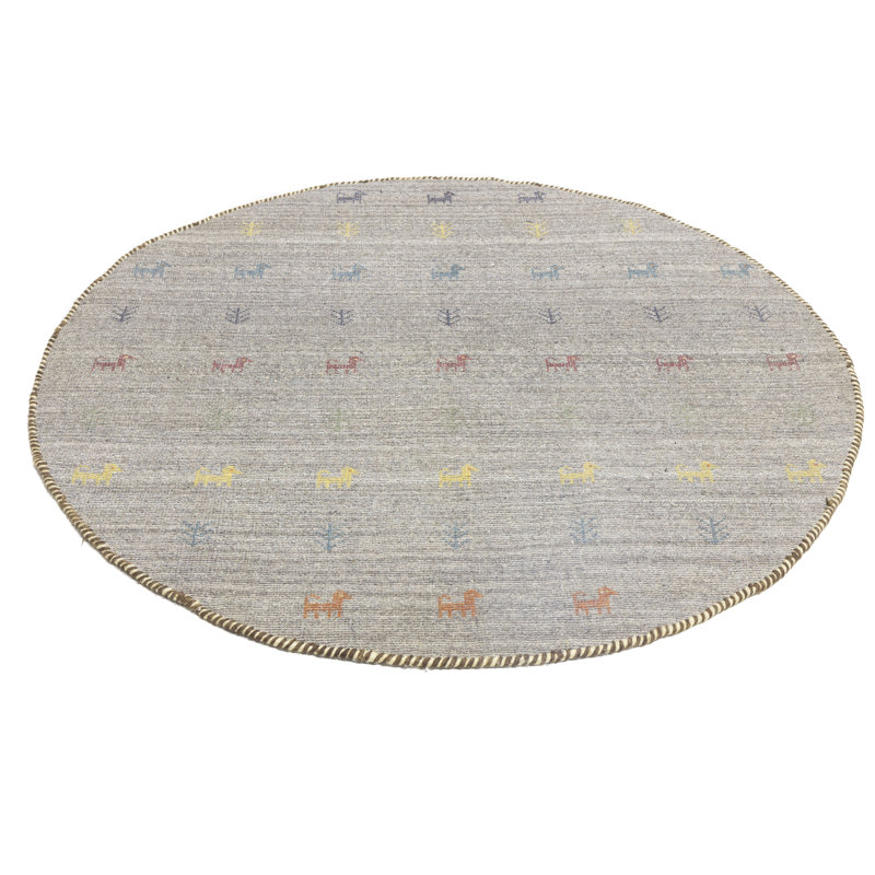 Tapis gris en laine noué à la main