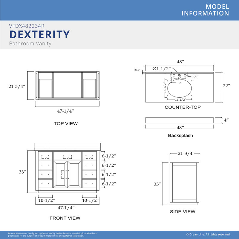 Ensemble de meuble-lavabo simple 48 po Dexterity, Chêne gris