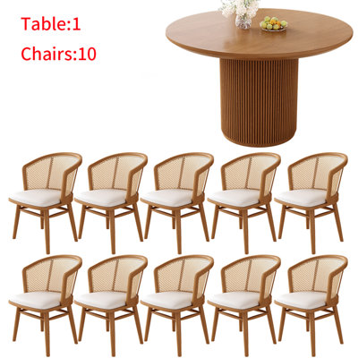 Ensemble de table de salle à manger en bois massif de style japonais