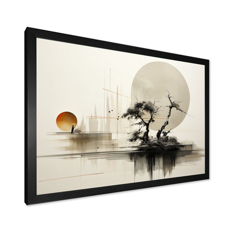 Art asiatique Sumie Zen I - art mural asiatique, Cadre simple noir, H 30 po x l 40 po x P 1,5 po