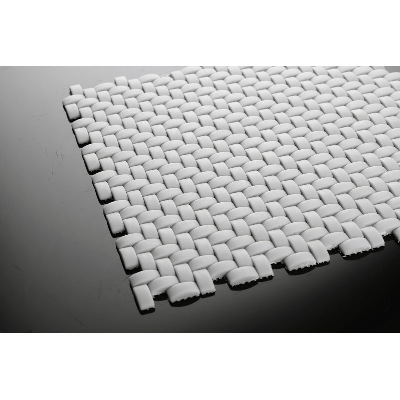 11.7" X 11.8" Glass Basketweave Mosaic Tile, White