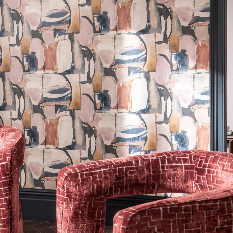 Vivido Figura Abstract Non-Woven Wallpaper Roll, Midnight/Spice