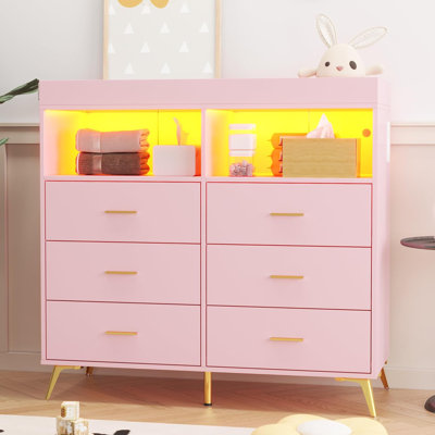 Commode 6 tiroirs, table à langer avec matelas à langer