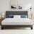 King Size Platform Bed Frame with Upholstered Headboard and Wooden Slats-49291581-43020087