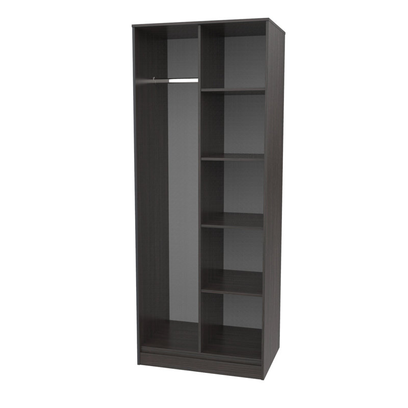 Fully Assembled 2 Door Wardrobe, Black, 197cm H x 74cm W x 53cm D