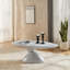 Table basse avec base de galets sculpturaux en fibre de verre gris, ovale, L 47,24 po x l 25,59 po x H 15,75 po