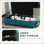 Canapé pour animaux de compagnie PawHut, canapé pour chien, lit surélevé pour petits et moyens chiens, avec rangement caché, coussin doux capitonné, bleu foncé
