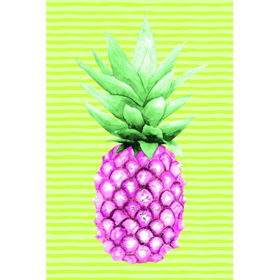 Ananas rose et vert - peinture sur toile tendue
