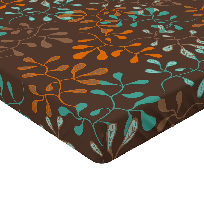 Ambesonne Nature Fitted Sheet Leaves Botanical Style Art, Twin Fitted Sheet, Dark Seafoam/Maroon Floral