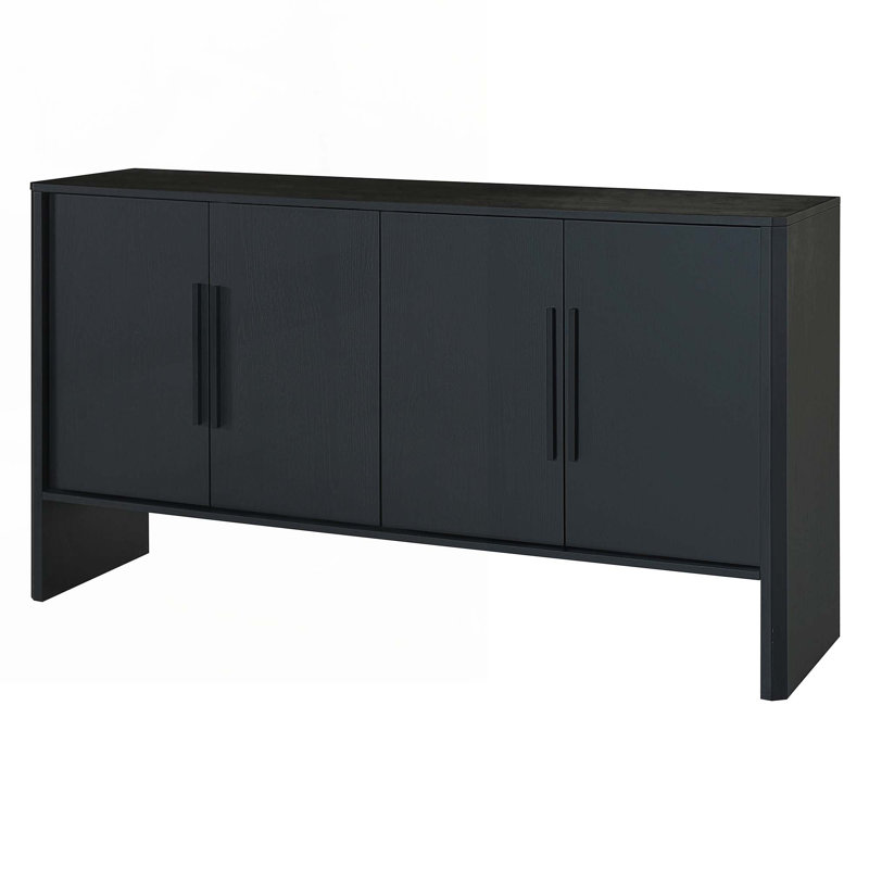 Wood Console Table with  Adjustable Shelves, Long Handles, Black