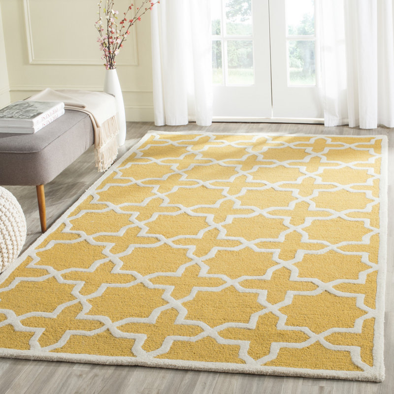 Tapis jaune en laine d'Igna, Rectangle 5 pi x 8 pi