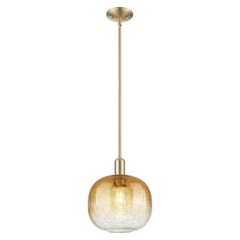 Downtown Urban - Brookhaven Sphere - 1 Light 10" Stem Hung Mini Pendant -  Shade, Amber, Champagne Bronze