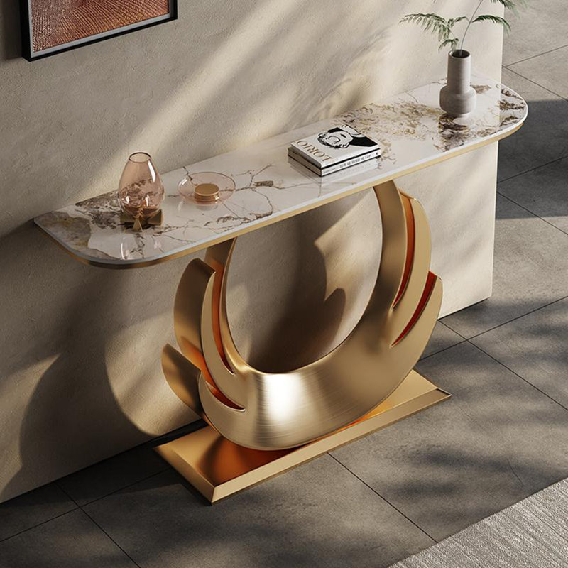 Console de style français en pierre frittée., H 33,4 po x l 47,2 po x P 13,7 po