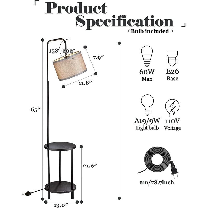 Ensemble de lampes de table et sur pied à DEL 2 pièces Cheston