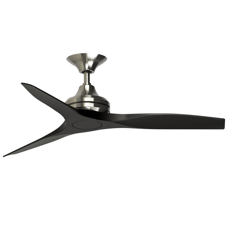 Spitfire 48 inch Indoor/Outdoor Ceiling Fan - Brushed Nickel with Black Blades, Black, Brushed Nickel