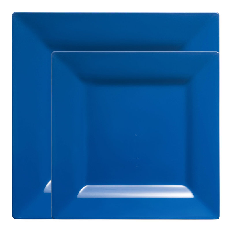 Midnight Blue Square Plastic Dinnerware Value Set - 120 Sets