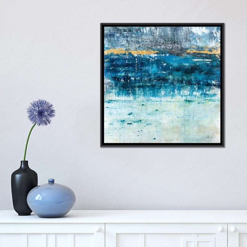 «Touch of Gold», reproduction sur toile, H 18 po x l 18 po x P 1,5 po, Toile avec cadre noir, Pas de tapis