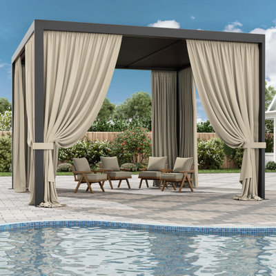 Outdoor Gazebo Curtains Polyester Side Wall For Gazebo, 4-Panels Sidewall Curtains For Patio, Garden And Backyard (Only Curtains)