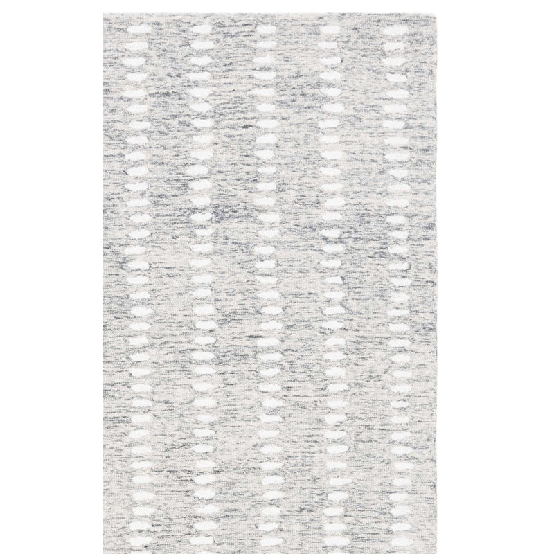 Verree Abstract Hand Tufted Wool/Chenil/Cotton Abstract Rug in Ivory/Gray, Rectangle 5' x 8'