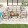 Berklee 4-Piece Aluminum Wicker Patio Conversation Set With 3-Seat Sofa, Coffee Table And Light Gray Cushions
