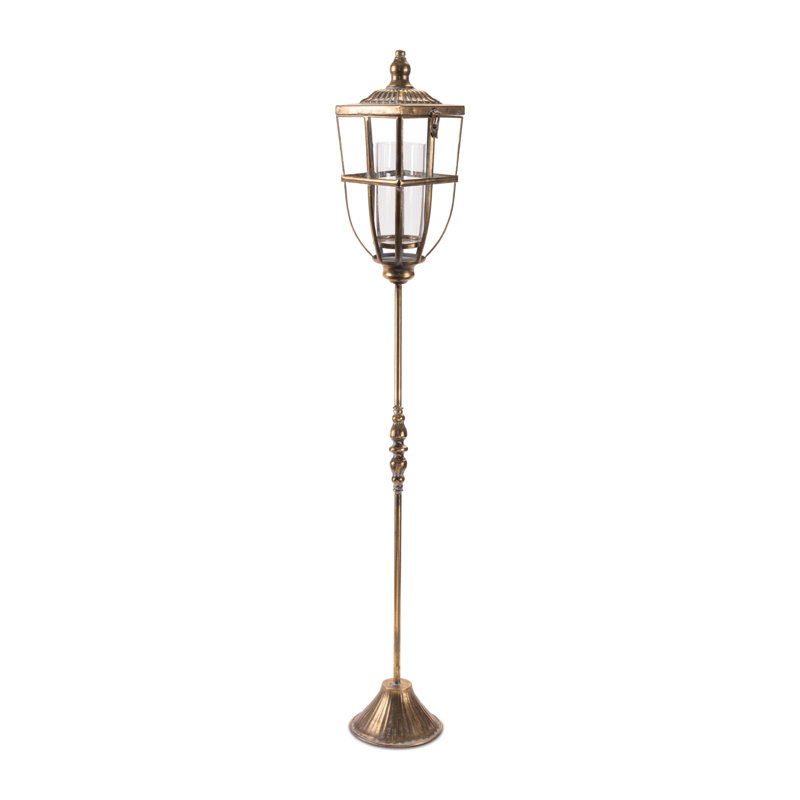 Lampadaire en métal délavé avec insert en verre H 48 po, H 48 po