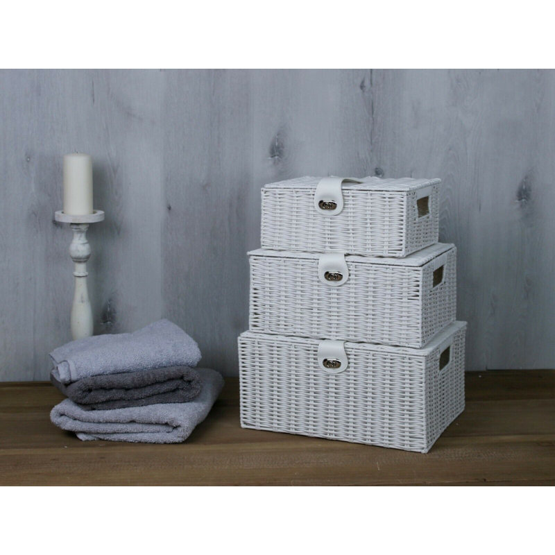 Wicker Laundry Set, White