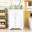 Meuble-lavabo minimaliste avec lavabo en céramique, portes à fermeture douce et tablette réglable-917526547
